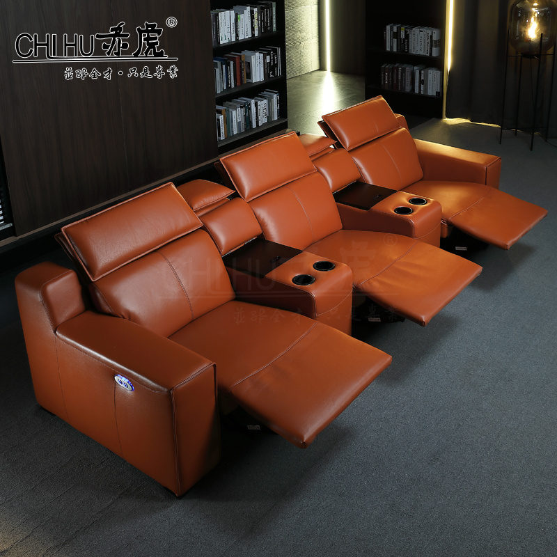 Combination Modern Villa Electric Functional Lazy Sofa Home Theatre Living Room Top-Layer Cowhide Sofa