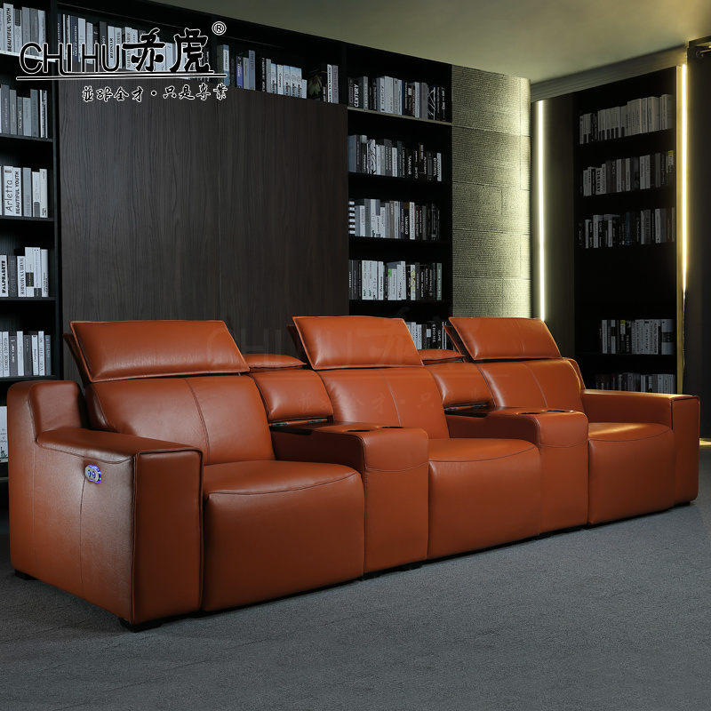 Combination Modern Villa Electric Functional Lazy Sofa Home Theatre Living Room Top-Layer Cowhide Sofa