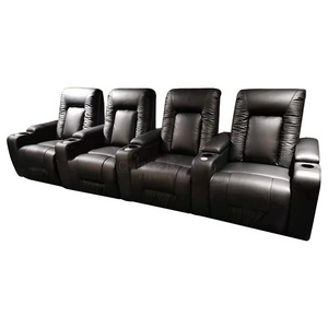 Italian design home movie electric recliner interior reclining theater chair fully black micro-fiber leather cinema sofa