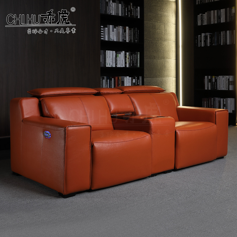 Combination Modern Villa Electric Functional Lazy Sofa Home Theatre Living Room Top-Layer Cowhide Sofa