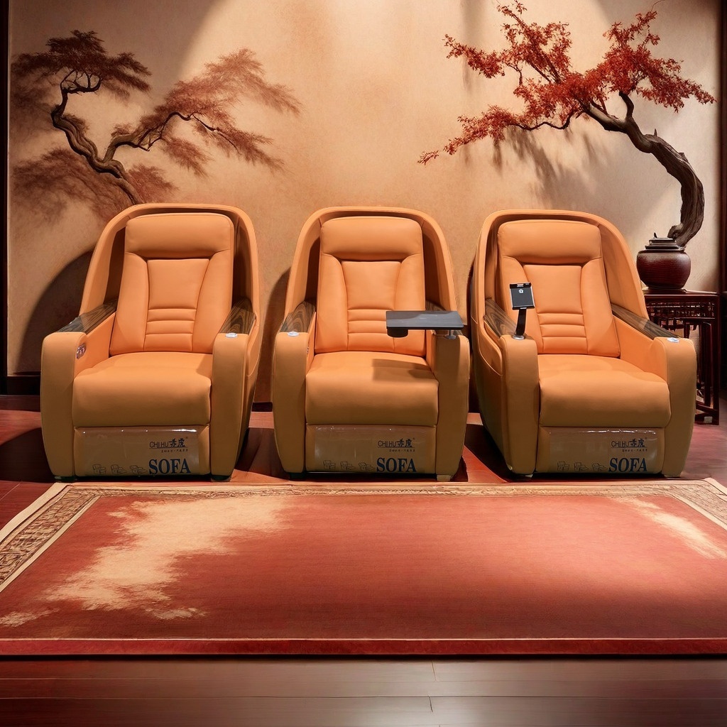 Comfortable Luxury single chair with electric recliner for home theater room use very nice design cinema sofa