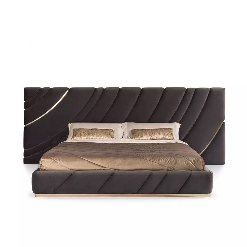 Factory Wholesale Custom Contemporary Design Luxury Bedroom Double Soft Bed Unique Queen Size headboard Fabric Upholstered Bed