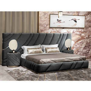 Factory Wholesale Custom Contemporary Design Luxury Bedroom Double Soft Bed Unique Queen Size headboard Fabric Upholstered Bed