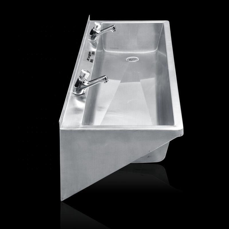 Wall Mounted lavatory sink wash basin customized size stainless steel wash trough for commercial use