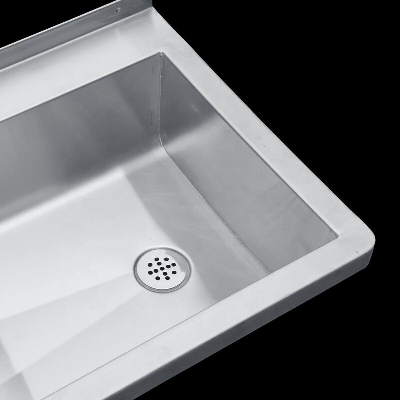 Wall Mounted lavatory sink wash basin customized size stainless steel wash trough for commercial use