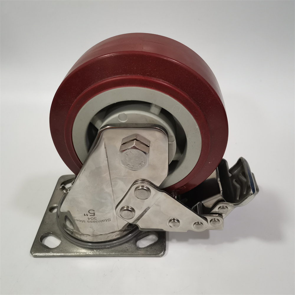 CMCL Stainless Steel Caster With Industrial Strength Polyurethane Wheel For Clean Room Stainless Casters