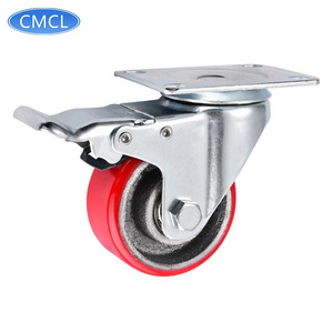 CMCL Wheel Caster 3 Inch Locking Swivel Brake Castor Universal Caster Wheel Iron 3'' Wheel Casters