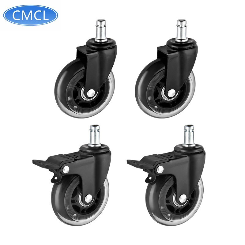 CMCL 2.5/3 Inch Pu Office Chair Locking Caster Wheels Chair Wheel Silicone Caster