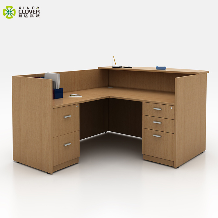 Factory manufacturer wooden office furniture small l shaped white reception desk modern design