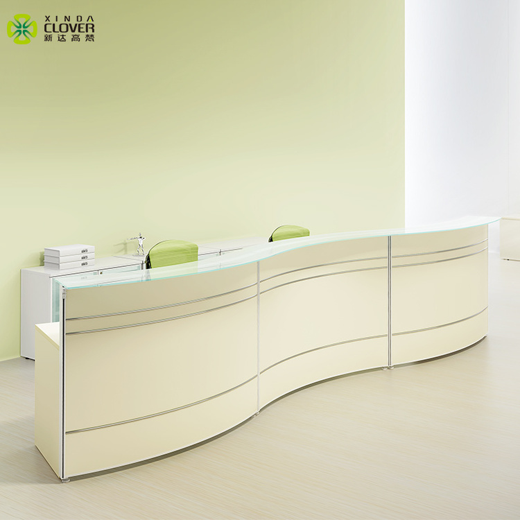 Factory Price Used Curved Partition Panel Modern Office Counter Reception Table Design