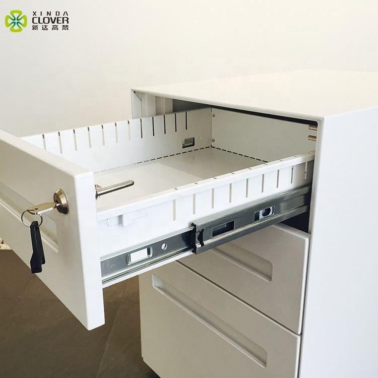 Hot Selling Office Use High quality Metal White 3 drawer Mobile Pedestal Cabinet