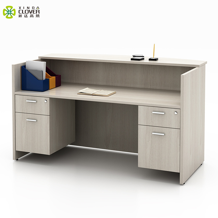 Foshan Modern 2 Person Standard Size Reception Desk Small Wood Office Reception Table Models