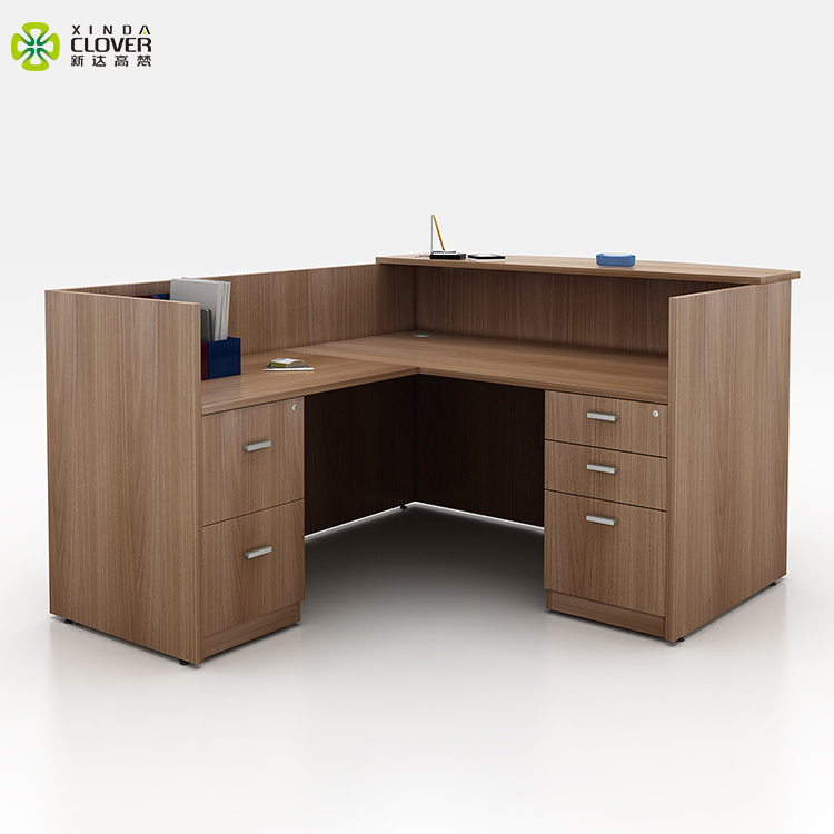 Factory manufacturer wooden office furniture small l shaped white reception desk modern design