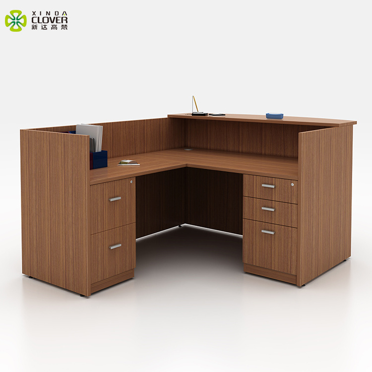 Factory manufacturer wooden office furniture small l shaped white reception desk modern design