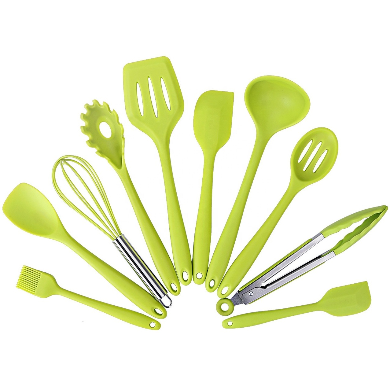 Wholesale 10pcs in 1 set Heat Resistant Food Silicone Kitchen Utensils Cooking Spatula Set