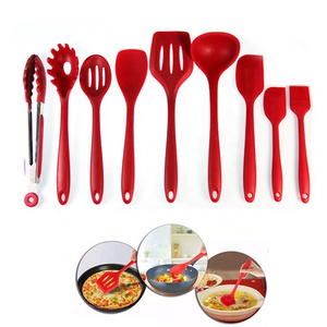 Wholesale 10pcs in 1 set Heat Resistant Food Silicone Kitchen Utensils Cooking Spatula Set