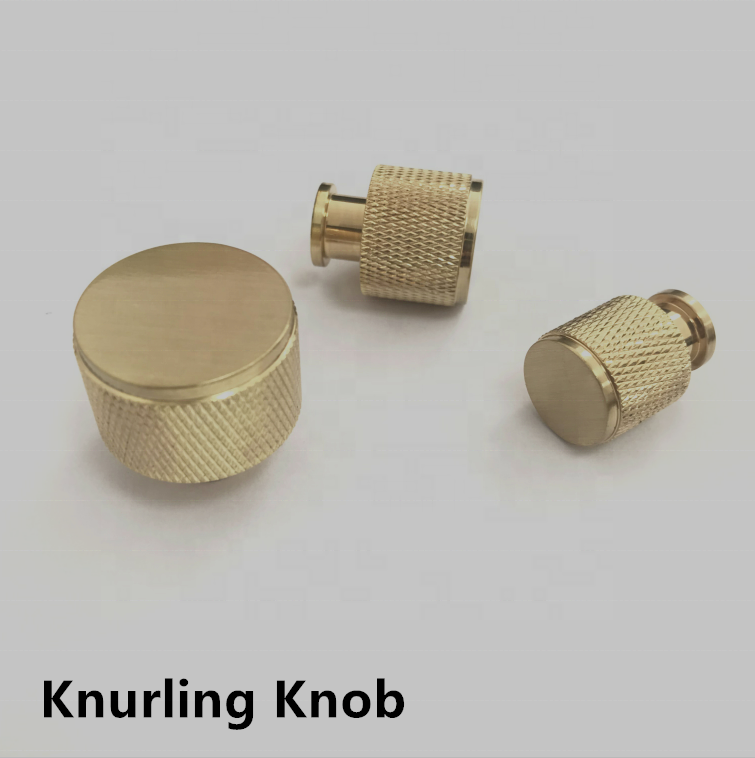 CX875 Kosin China  Knurled Brass Gold Knob Gold Matt Furniture Cabinet Kitchen Knurling Brass Gold Knob