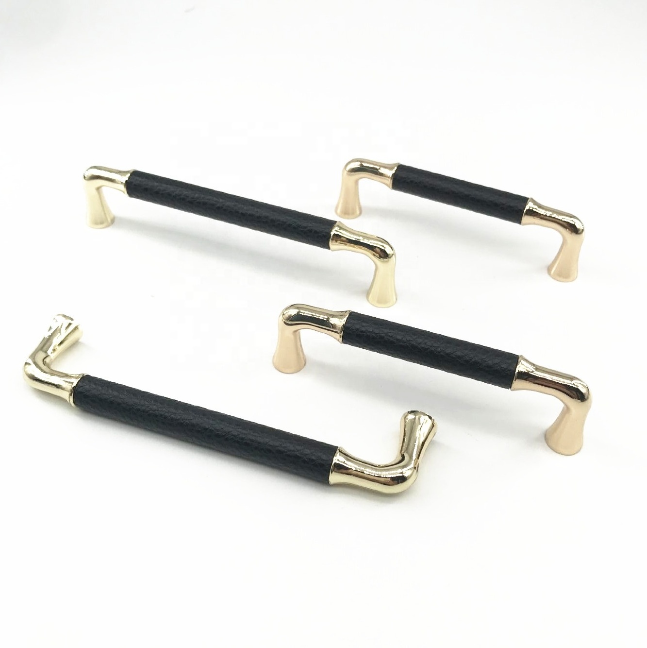 CX211 Modern Nickel Black U bar Cabinet Pulls Black Leather Gold Shiny Dresser Drawer Cupboard Pulls Furniture Handle