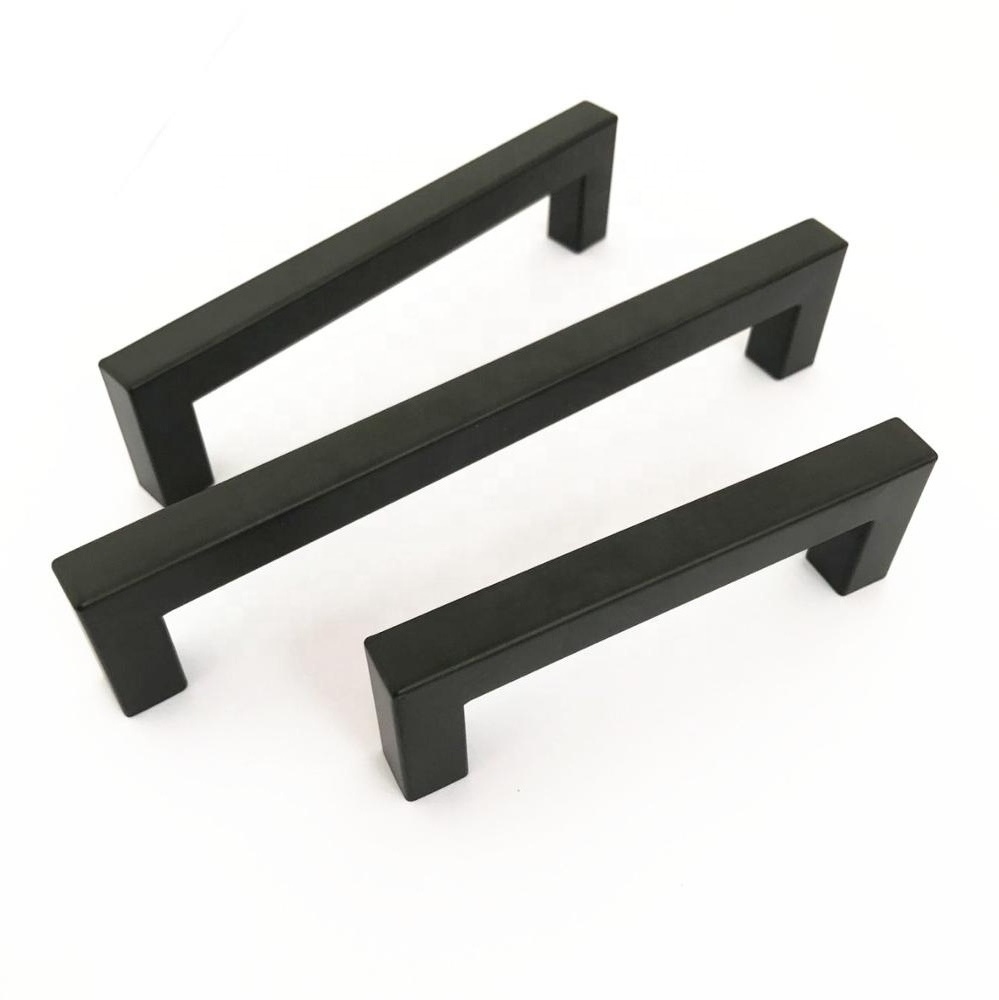 CS004 Furniture Hardware Cabinet Door Drawer Square Pull Black Matt Kitchen Handle