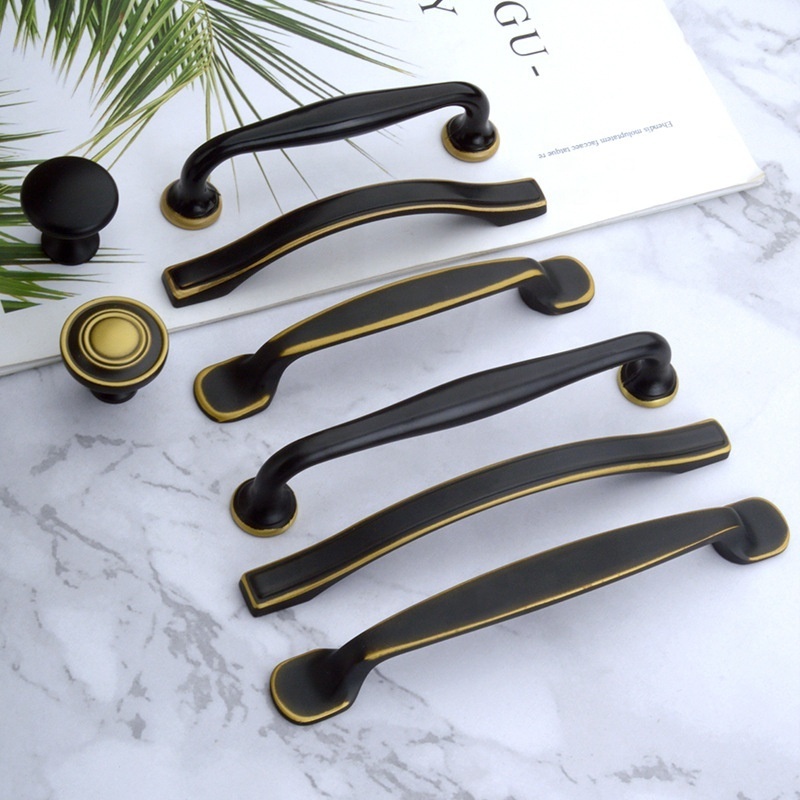 MG BRASS Brass Furniture Handles Luxury Fashion Black Gold Wardrobe Dresser Cupboard Cabinet Drawer Pulls