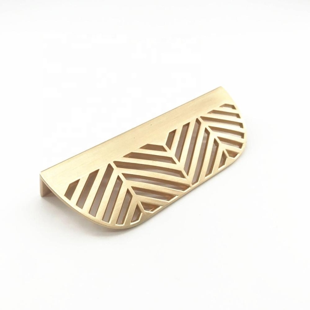 (Leaf CX197 )  Modern Brass Half Moon Cabinet Handle Furniture Bedroom Kitchen Hardware Edge Finger Leaf Knobs And Pulls