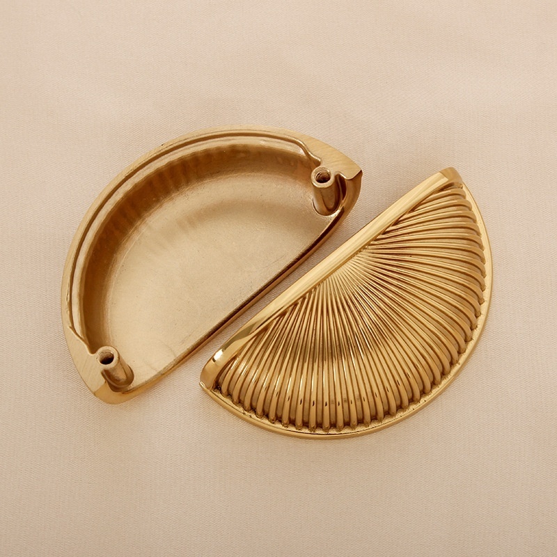 Solid Brass Pull Knob Details  Furniture Cabinet Door Solid 100% Brass Bin Cup Pull Handle - Shell And Knob