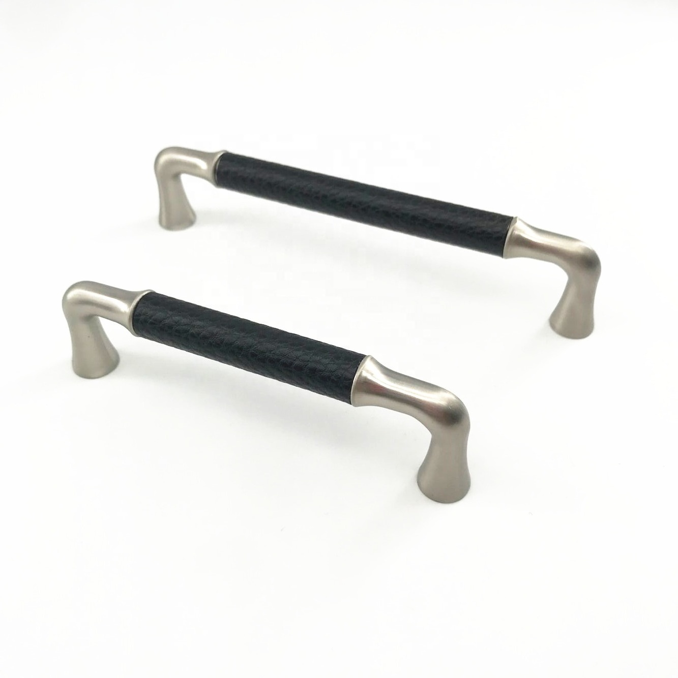 CX211 Modern Nickel Black U bar Cabinet Pulls Black Leather Dresser Drawer Cupboard Pulls Furniture Handle