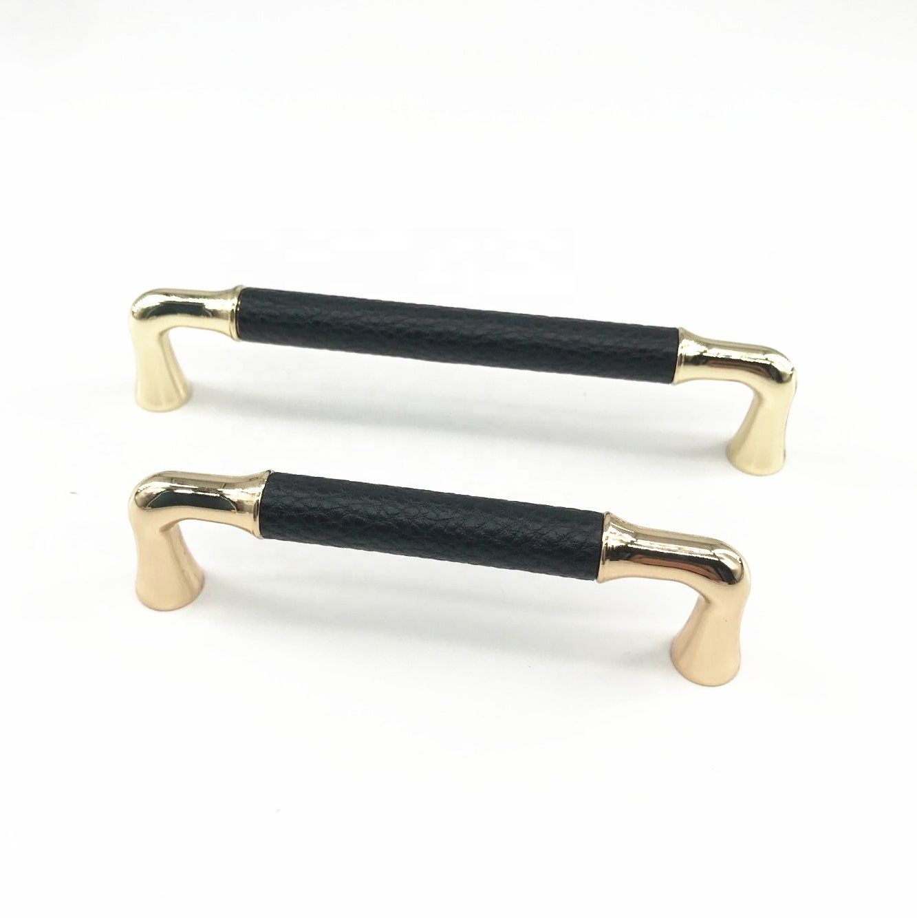 CX211 Modern Nickel Black U bar Cabinet Pulls Black Leather Gold Shiny Dresser Drawer Cupboard Pulls Furniture Handle