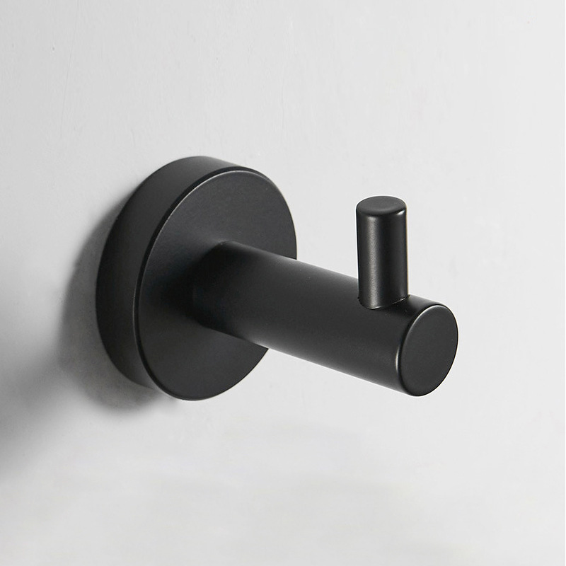 ANJUN Hot Selling Wall Mount 304 Stainless Steel Black Bathroom Accessories Black Robe Hook Towel Hook Clothes Hook