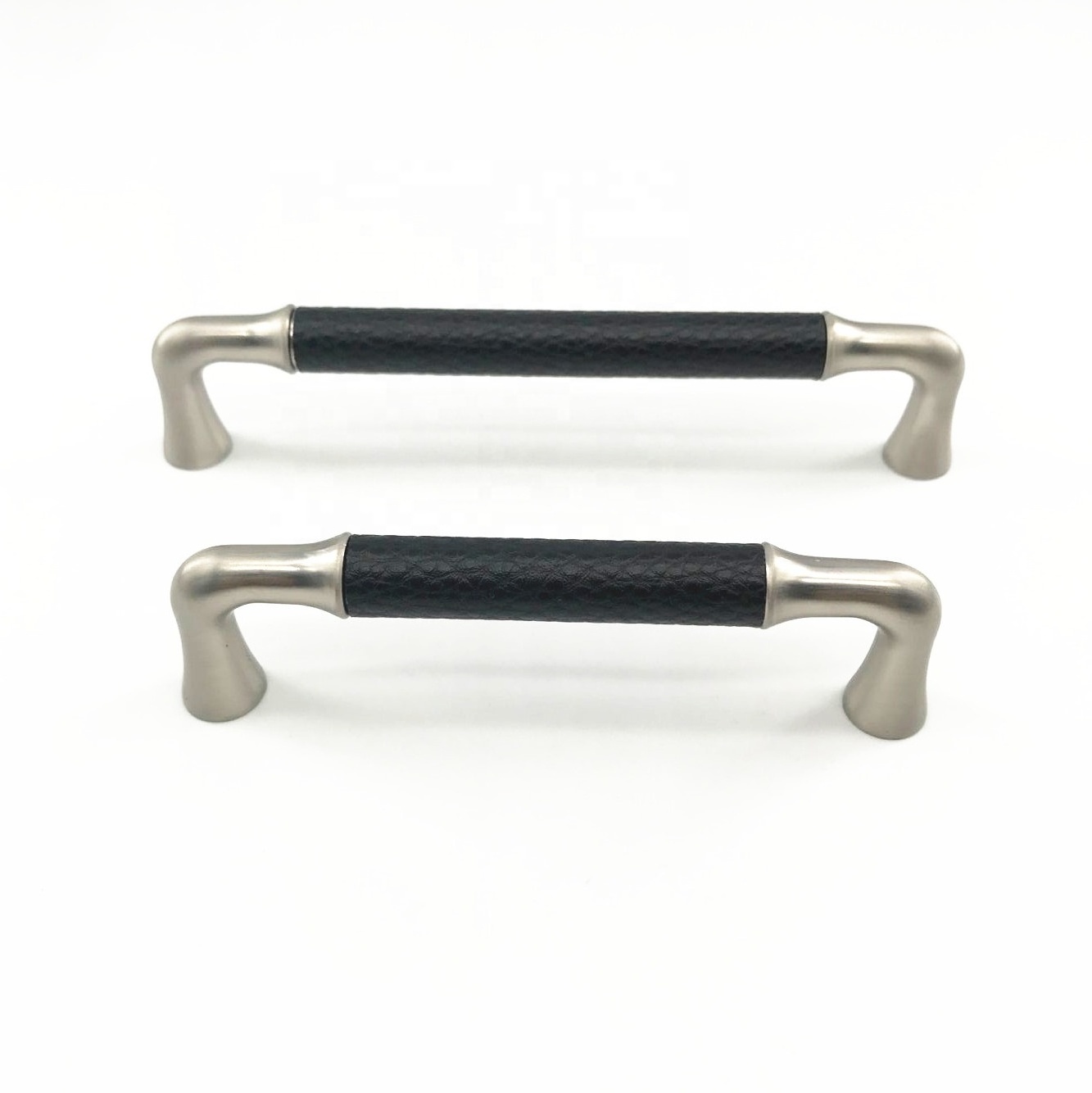 CX211 Modern Nickel Black U bar Cabinet Pulls Black Leather Dresser Drawer Cupboard Pulls Furniture Handle