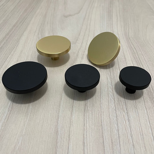 CB001 Home Furniture Decorative  Brass Black Furniture Cabinet Round Handle Copper Knob Pulls Round Shape