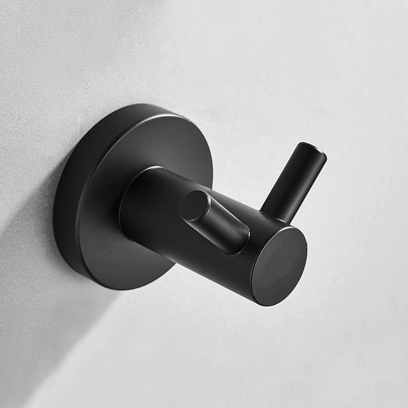 ANJUN Hot Selling Wall Mount 304 Stainless Steel Black Bathroom Accessories Black Robe Hook Towel Hook Clothes Hook