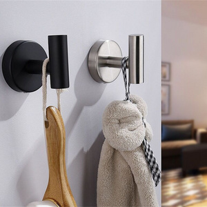 China Black Stainless Steel Door Hooks Coat Hooks Robe Towel Hangers Sturdy Self Adhesive Wall Hooks