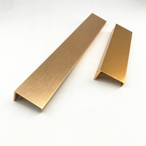 MLP39 High Quality Kitchen Accessories Cabinet Satin Gold Aluminum Profile Finger Edge Tab Pull