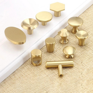 Gold Cabinet Knobs Modern vintage Brushed Solid Brass Furniture Kitchen Drawer Door Knob Pull Handle ALL BRASS KNOBS SERIES