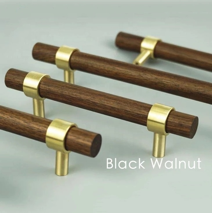 Dooroom Brass Black Walnut Furniture Handles Original Modern Nordic Pull Cupboard Wardrobe Dresser Shoe Box Drawer Cabinet Knobs