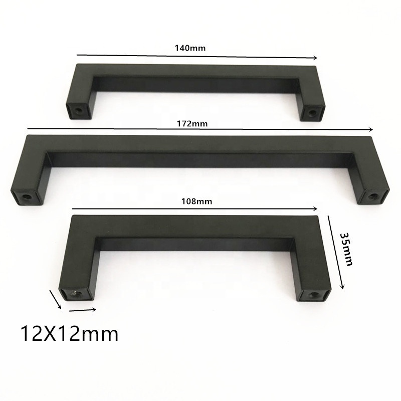 CS004 Furniture Hardware Cabinet Door Drawer Square Pull Black Matt Kitchen Handle