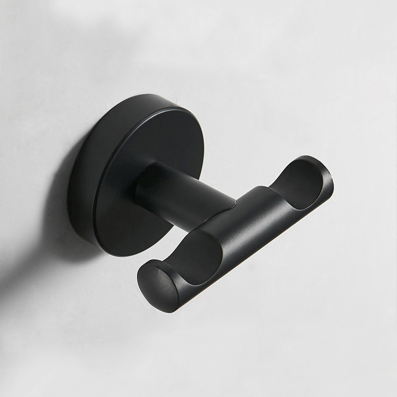 ANJUN Hot Selling Wall Mount 304 Stainless Steel Black Bathroom Accessories Black Robe Hook Towel Hook Clothes Hook