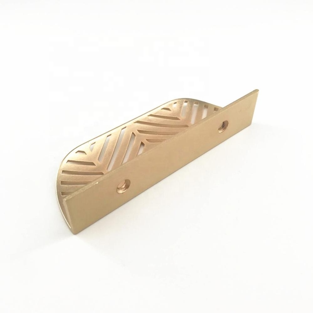 (Leaf CX197 )  Modern Brass Half Moon Cabinet Handle Furniture Bedroom Kitchen Hardware Edge Finger Leaf Knobs And Pulls