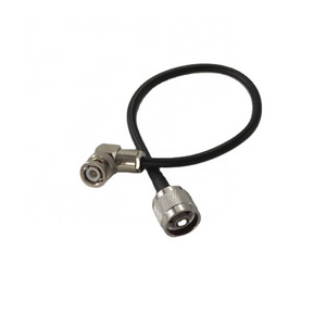 RG58 rf coaxial Cable Jumper Assembly With BNC Male Right Angle Clamp Connector to N type Male Crimp Connector