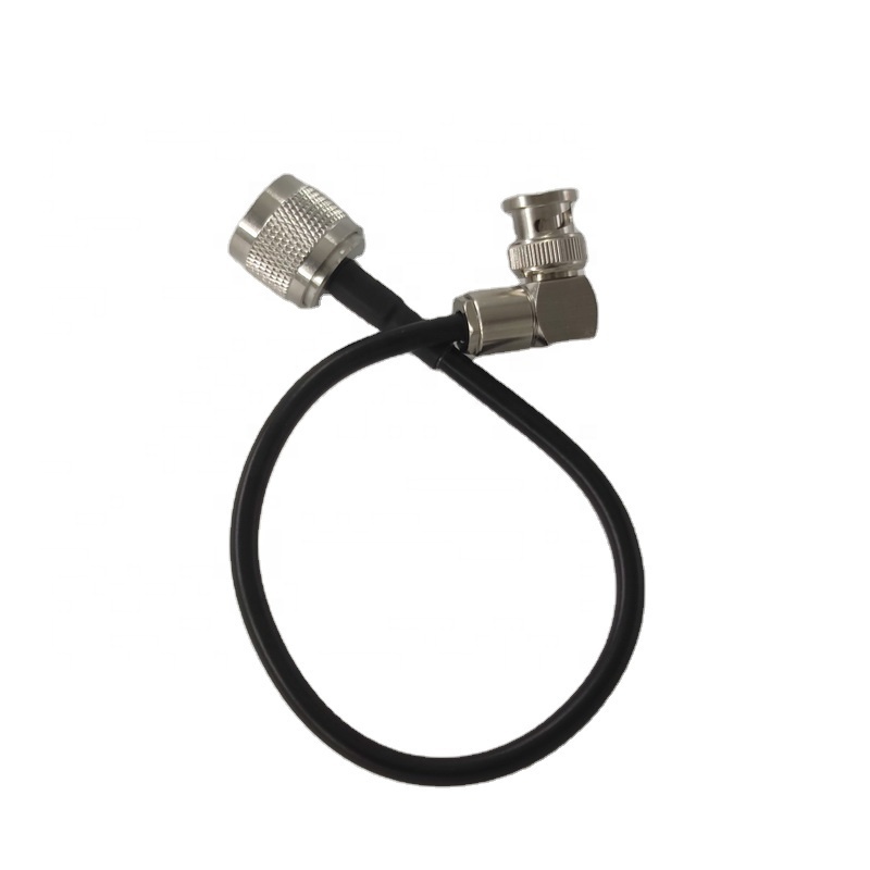 RG58 rf coaxial Cable Jumper Assembly With BNC Male Right Angle Clamp Connector to N type Male Crimp Connector