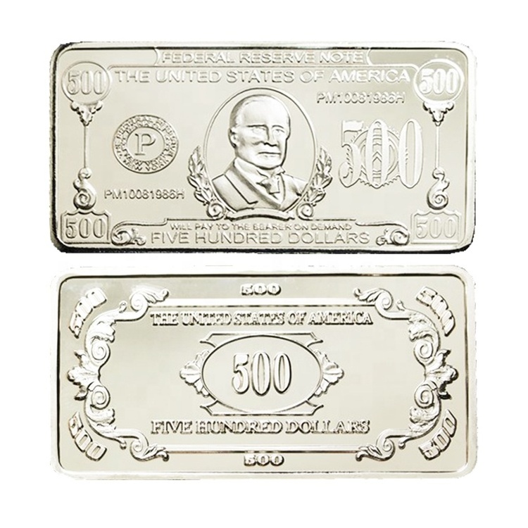 FS-Craft Custom Made The USA 1 OZ 999 Silver Plating Bullion US Five Hundred Dollars Bar