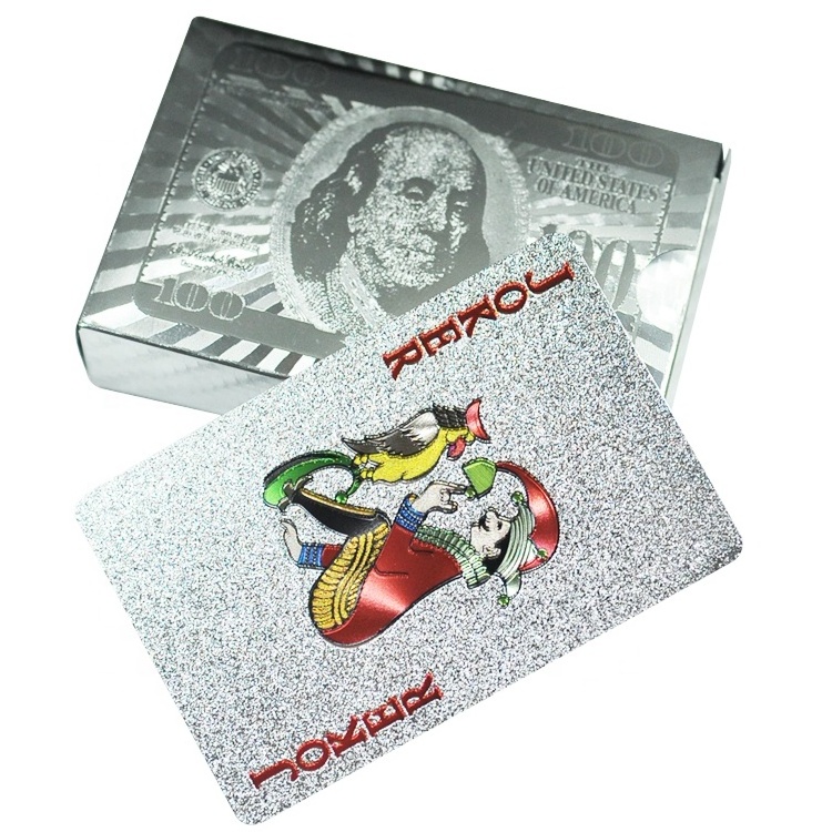 Fan Shu Custom Logo Personality Plastic Poker Packs Jumbo Silver Foil Trump Playing Cards