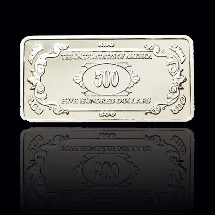 FS-Craft Custom Made The USA 1 OZ 999 Silver Plating Bullion US Five Hundred Dollars Bar