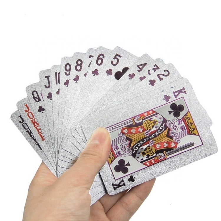 Fan Shu Custom Logo Personality Plastic Poker Packs Jumbo Silver Foil Trump Playing Cards