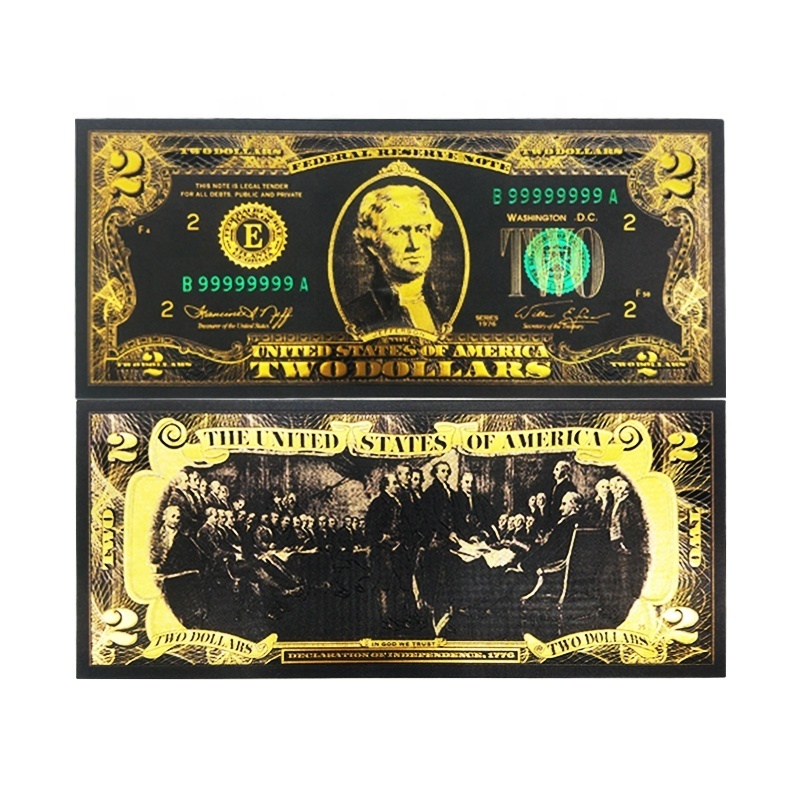 Fan Shu New Edition USA Prop Money Dollars US $2 Two Dollars Set Black Banknotes