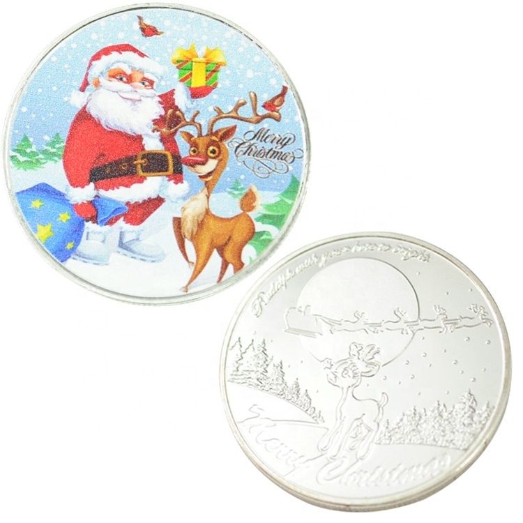 Fan Shu Amazon Hot Sale Custom Silver 999 Plated Santa Coins Merry Christmas Coin