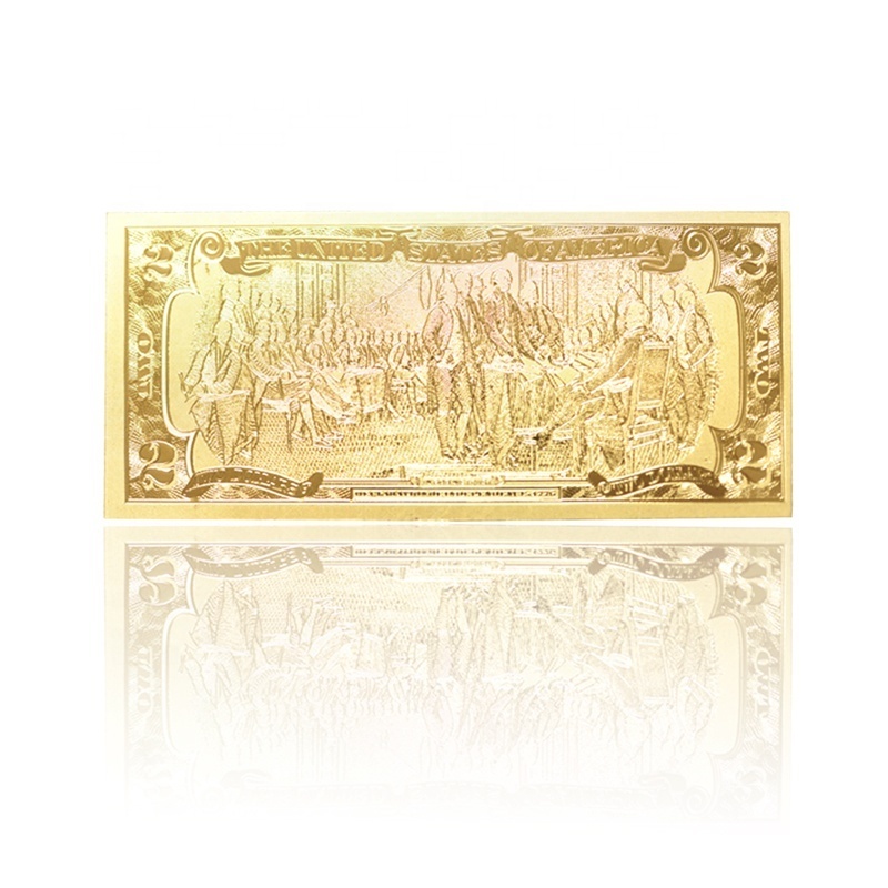 FS-Craft Hot selling Two Dollar 99.9% 24k Gold Plated  Banknote Gold Foil Currency