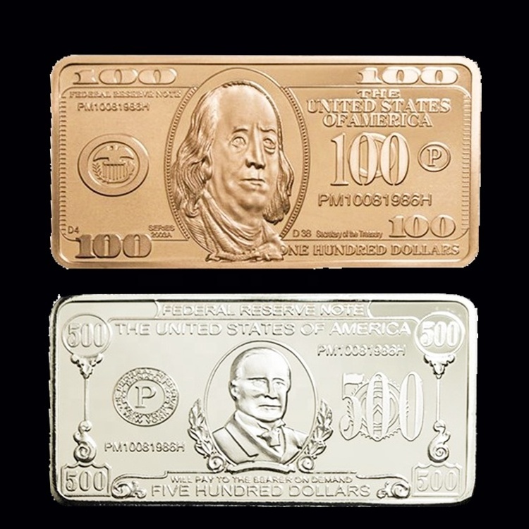 FS-Craft Custom Made The USA 1 OZ 999 Silver Plating Bullion US Five Hundred Dollars Bar