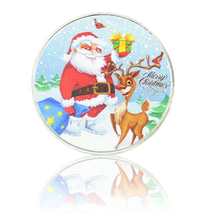 Fan Shu Amazon Hot Sale Custom Silver 999 Plated Santa Coins Merry Christmas Coin